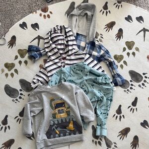 Carter's Gray Sweatshirt with Dinosaur and Truck Design